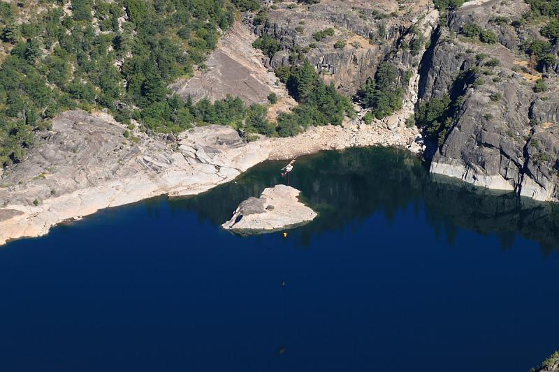backpacking010.JPG - Donnell Overlook.   Helicopter hovering.  A rare site to look down on a helicopter.