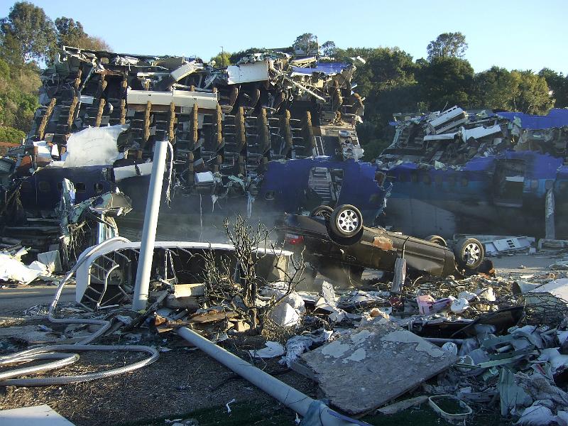 socal082.JPG - Universal Studios Studio Tour.   Set used for an airplane crash.  It's made from a real 747.