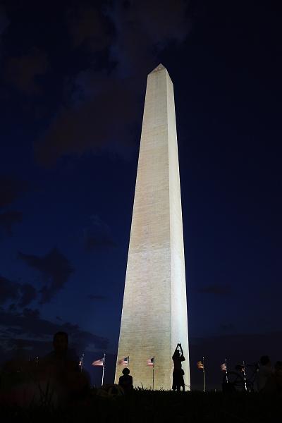 washington051.JPG - Nightime at the Washington Monument.  I took this while the President's Marine Corp Jazz Band was playing.