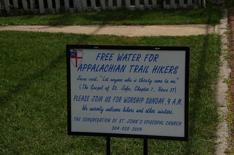 washington178.JPG - We're near the Appalachian Trail.  The church gives out water.